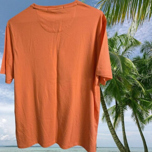 NWT Elvis Presley Blue Hawaii T-Shirt L Peach SS Relax 3-D Print With Palm Trees - Picture 6 of 7